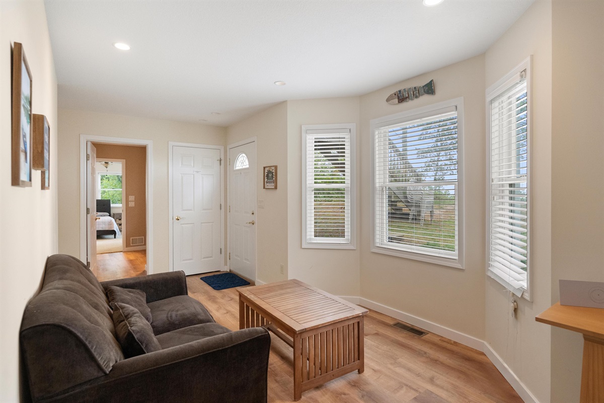 First floor office and sitting area overlooking the lake