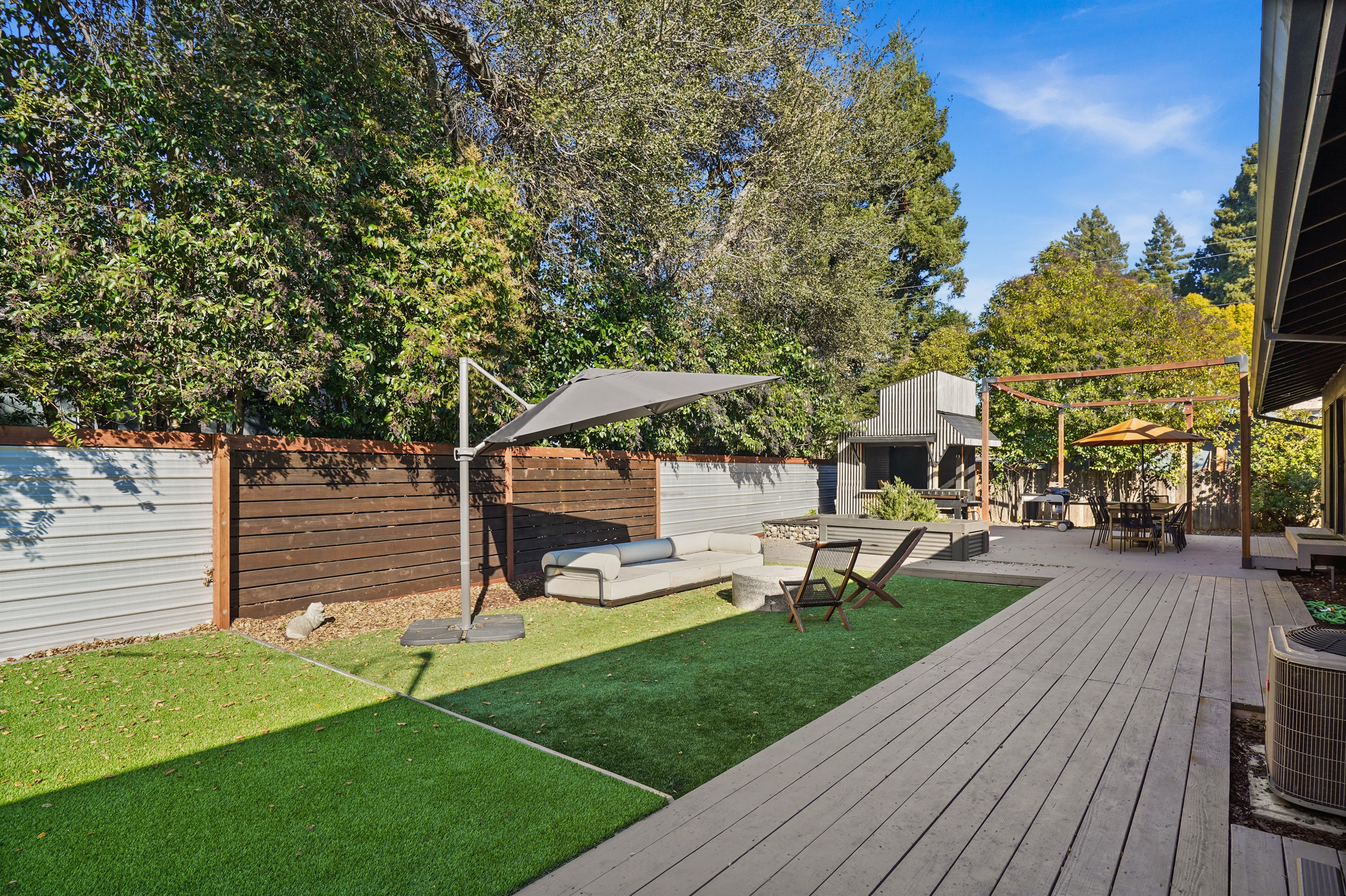 Enjoy your own private outdoor oasis with spacious seating areas, beautiful surroundings, and plenty of room to relax, dine, and enjoy Napa Valley's beautiful weather.