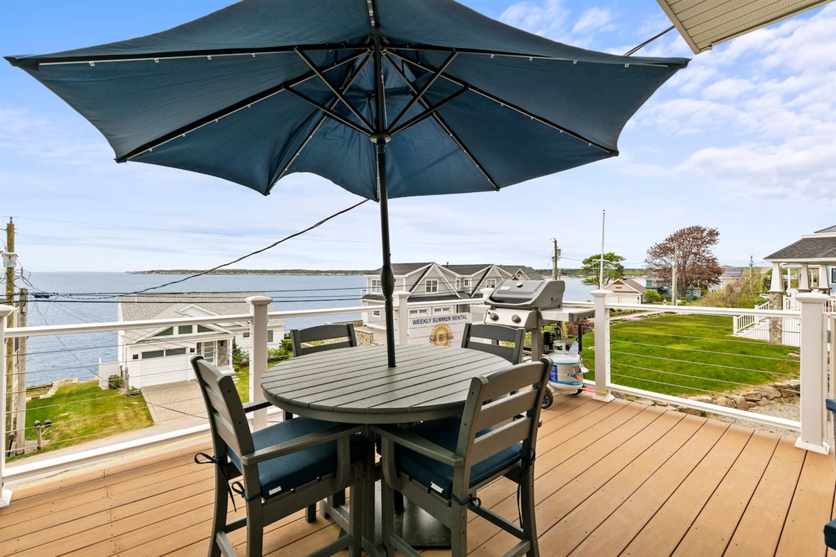 Outdoor deck and furniture. With a view!