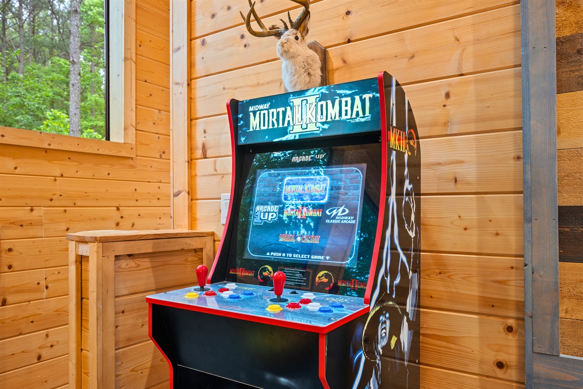 The arcade cabinet adds a classic touch, giving everyone a chance to relive some old-school gaming fun.