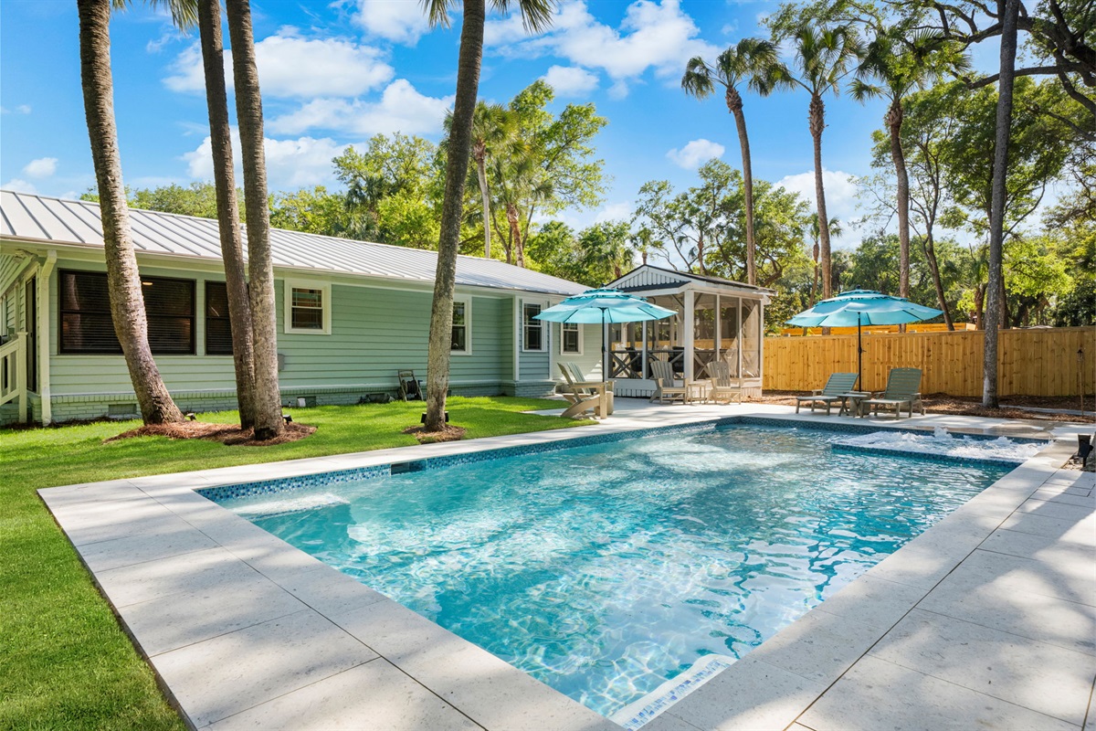 Pool and Hot Tub With Lots of Space to Spread Out Relax and Enjoy The Sunshine And Water | IOP Escapes Beach Blessing | 3705 Hartnett Blvd, Isle of Palms, SC
