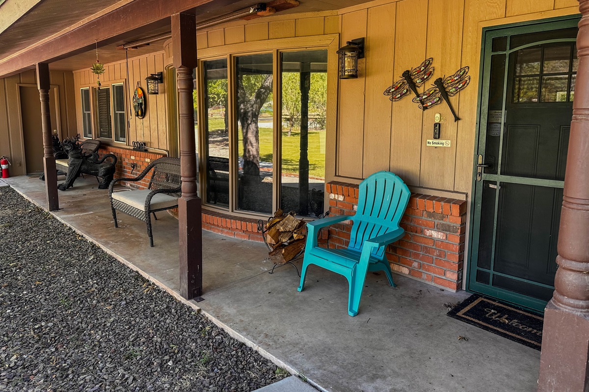 Front Doon/entry and living bay window