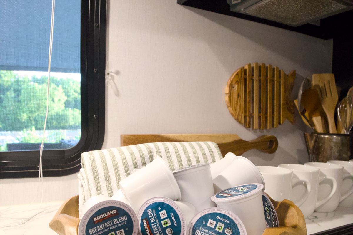 For your convenience, there's a keurig duo pot stocked, along with coffee grounds and k cups. See? We keep it simple for YOU.