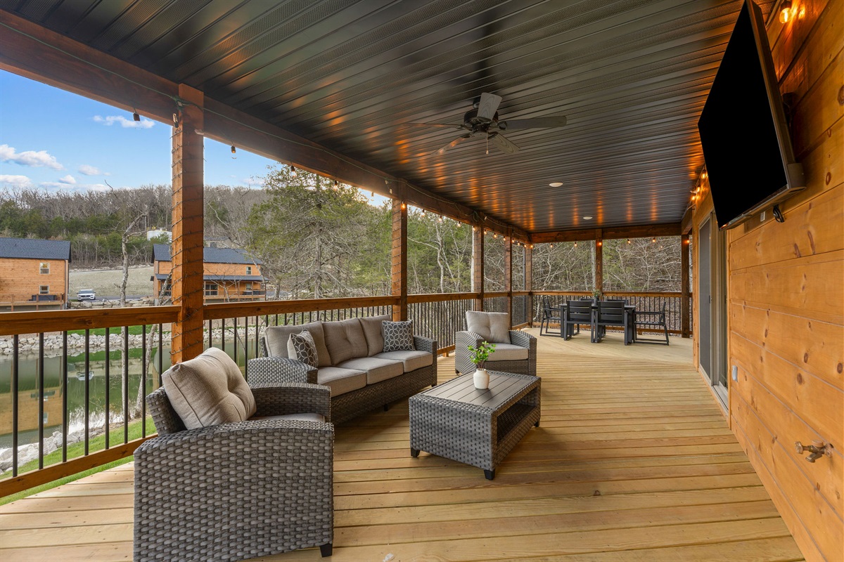 Large covered deck designed for spending time together.