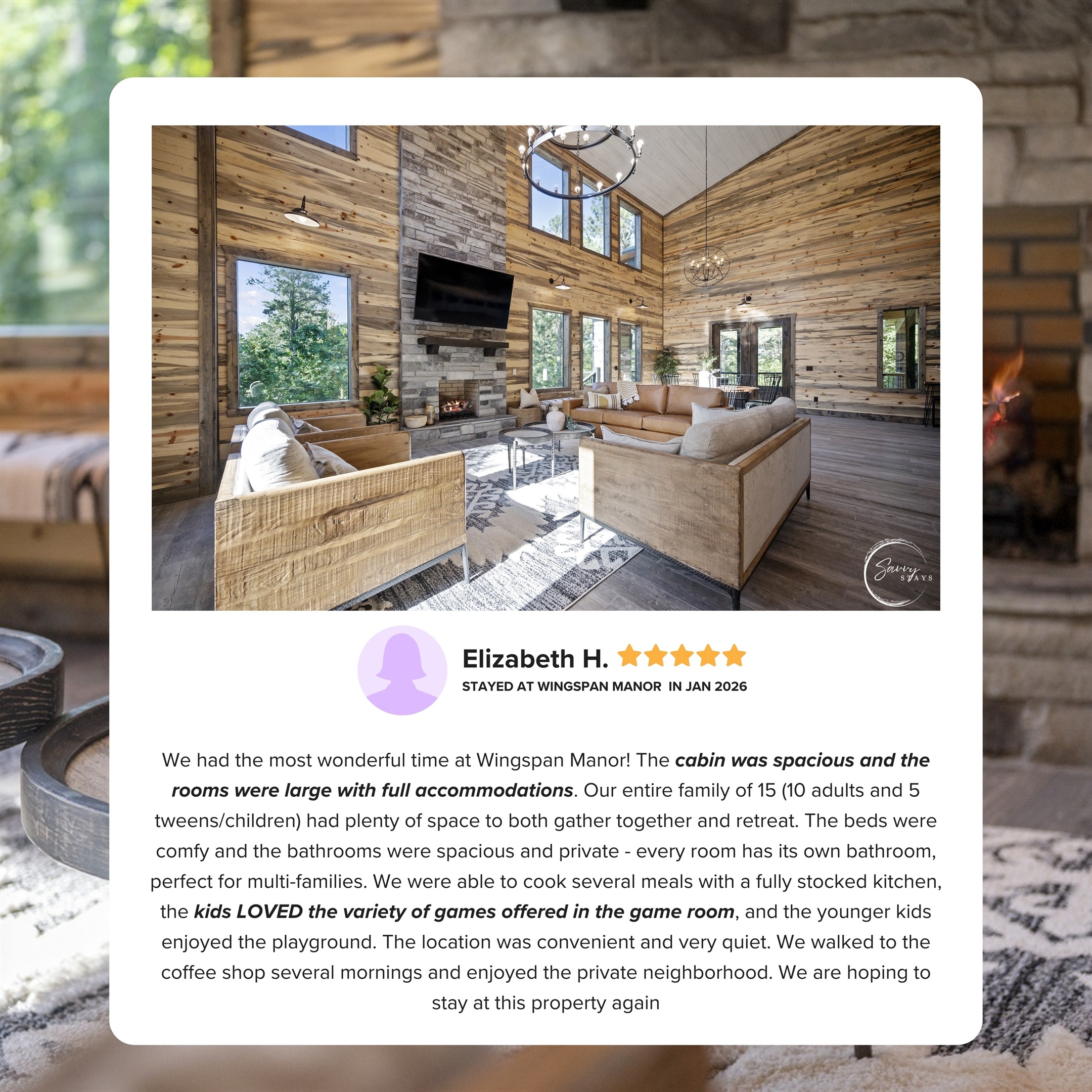 Families loved the space to truly relax and reconnect. With large private bedrooms, comfy beds, a fully stocked kitchen, and a game room the kids adored, this peaceful retreat made group stays easy, fun, and unforgettable.