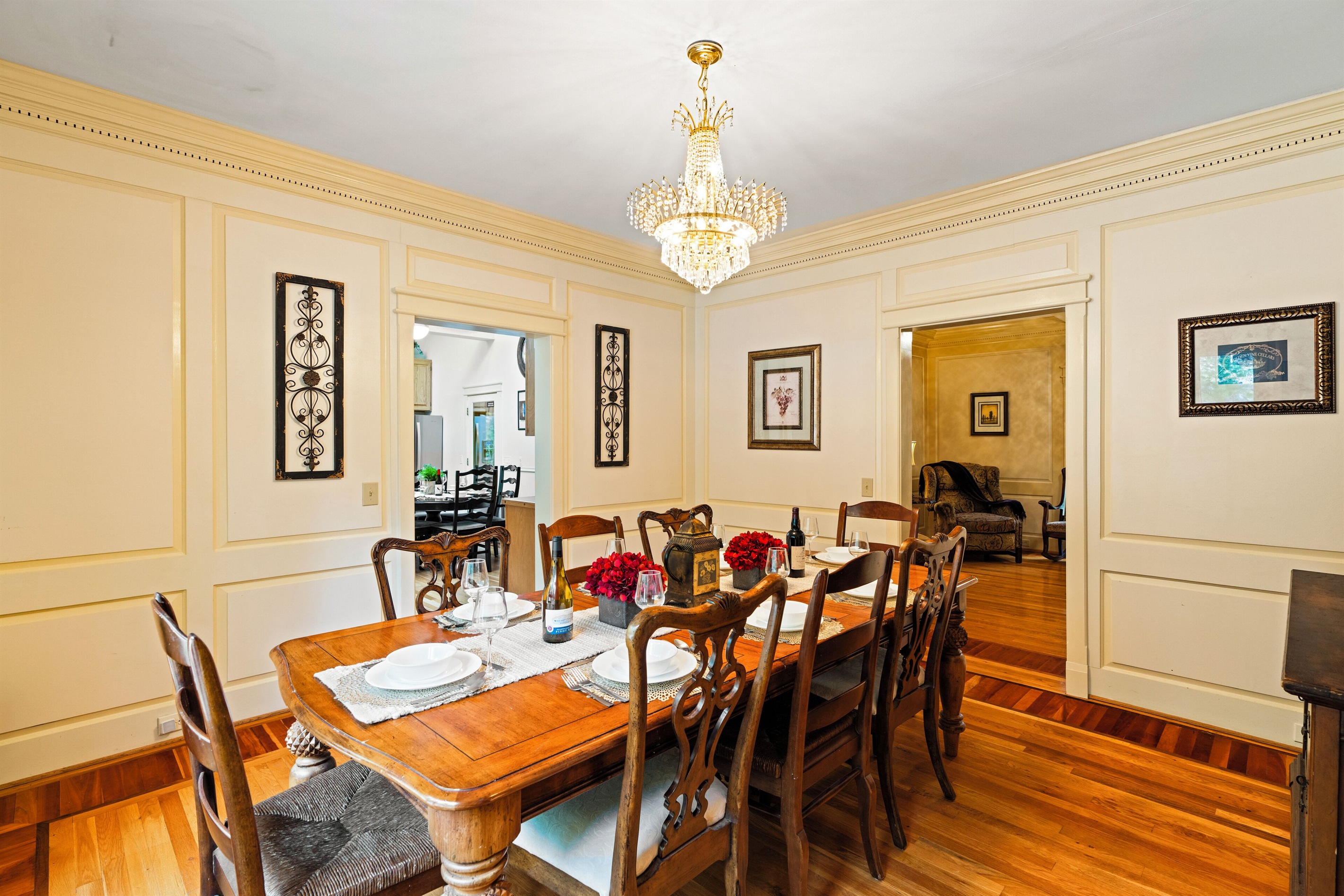 Formal dining room (next to kitchen), with room for 8

