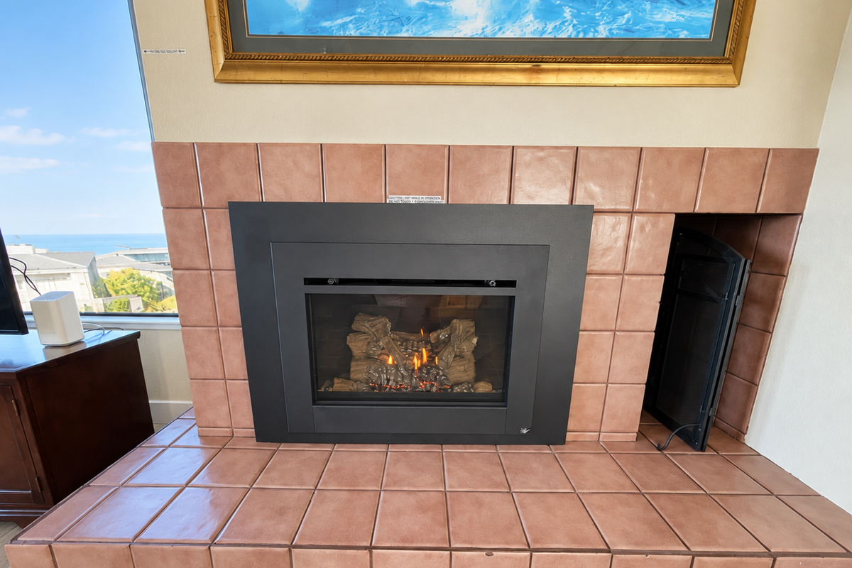 Gas fireplace in Living Room area