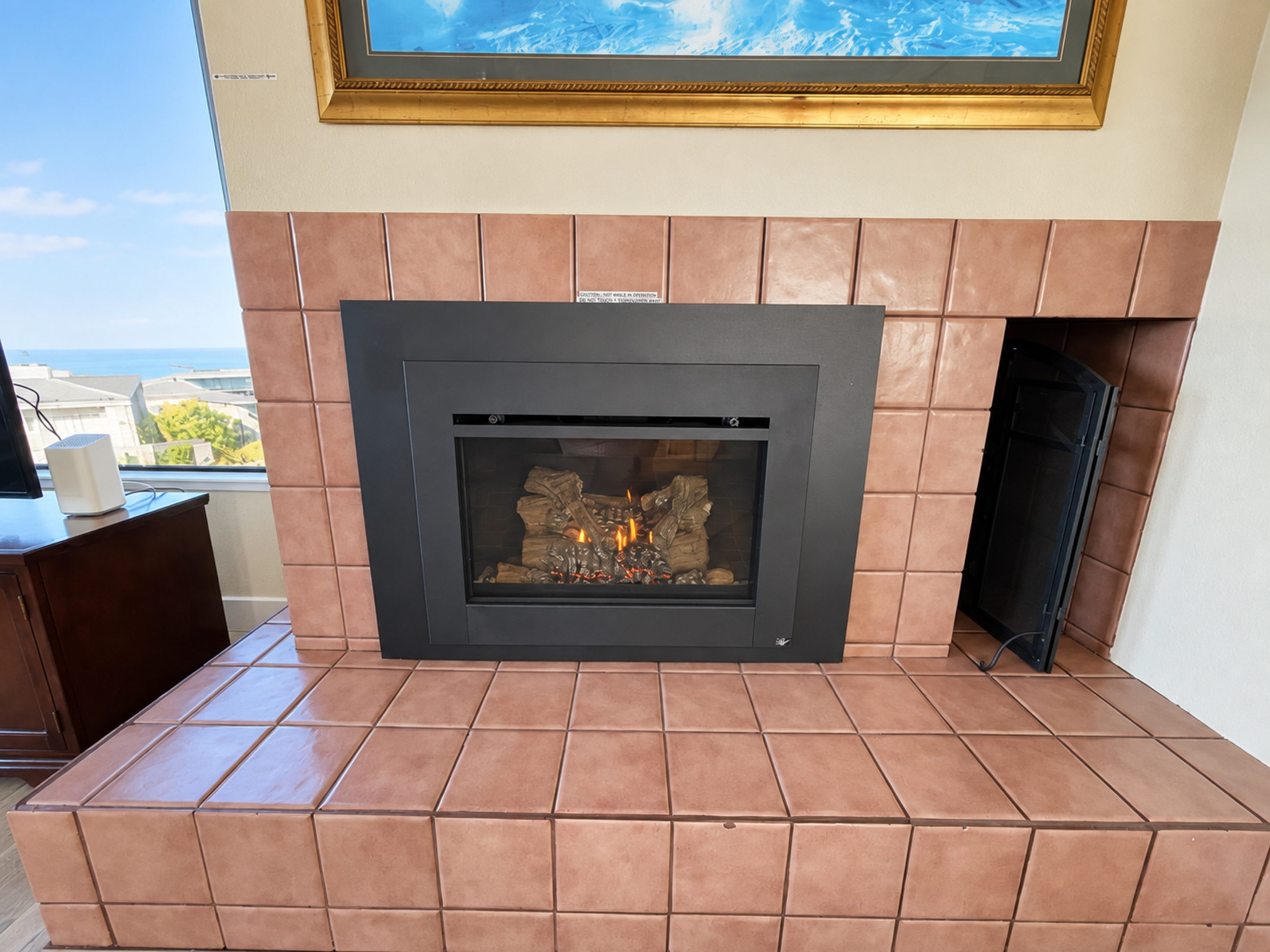 Gas fireplace in Living Room area