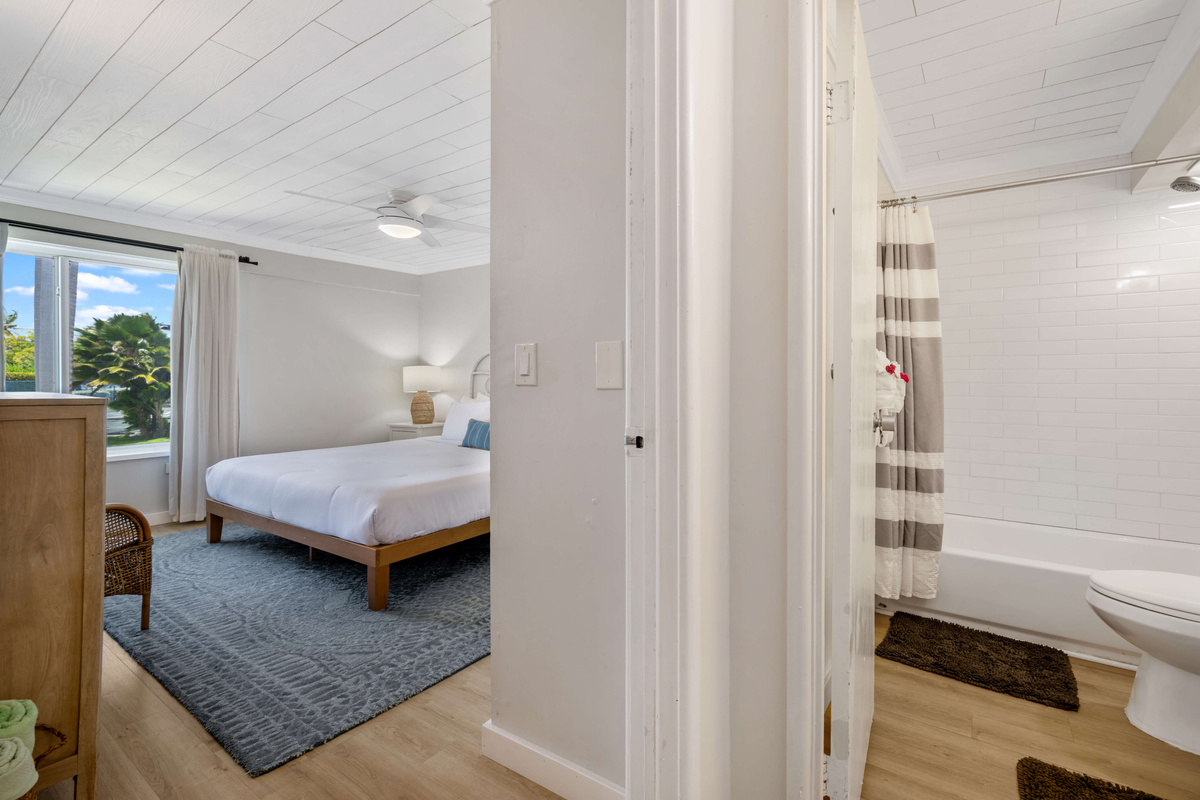 Conveniently located bathroom just steps from the bedroom.