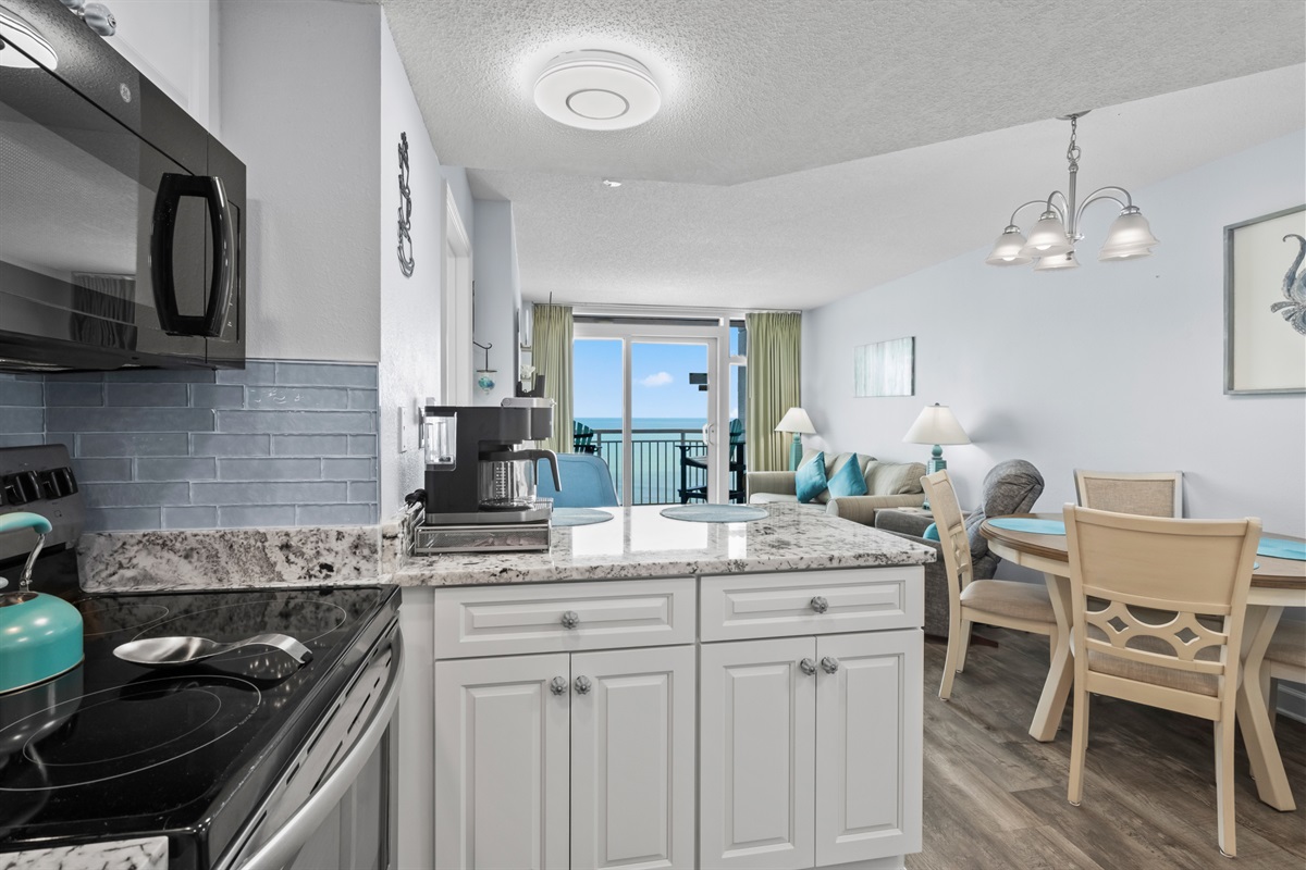 Open Floor Plan and Gorgeous Views even from the Kitchen Area