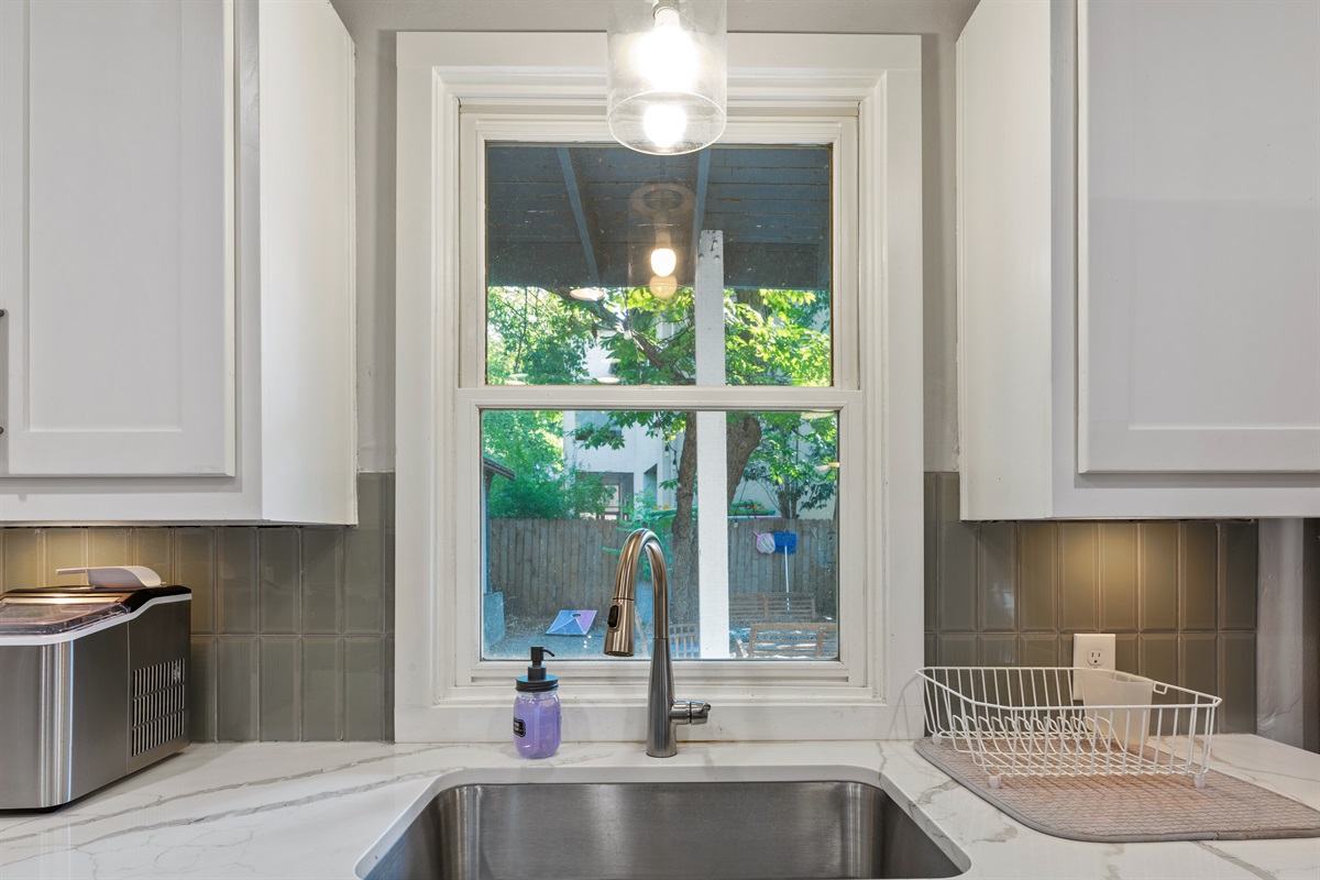 Backyard views from the Kitchen