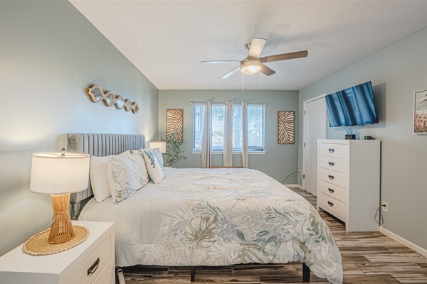 King bedroom with smart TV