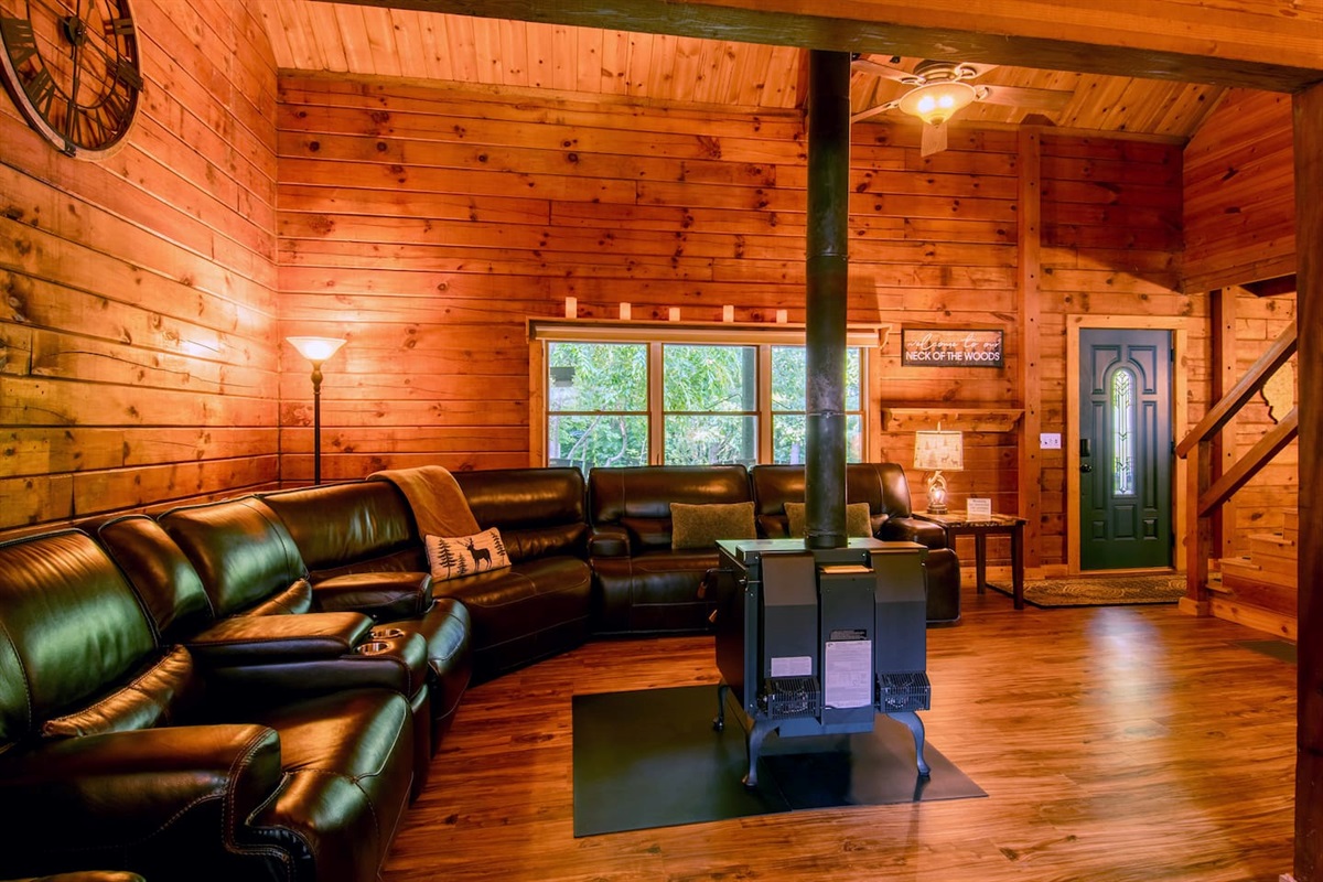Take advantage of the ceiling fan to either pull air up or down from the vaulted ceiling. 
