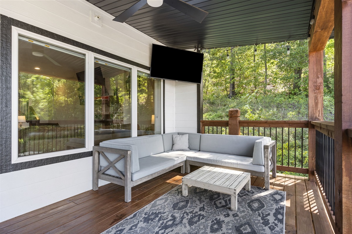 Outdoor seating with television