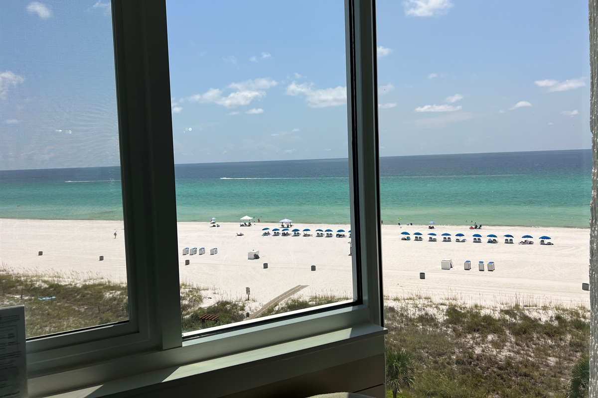 View of the Gulf  from large bay windows