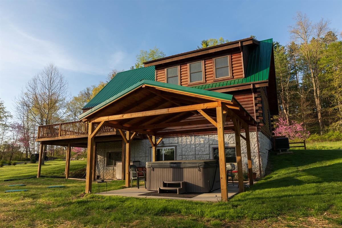 A spring view of the back area of the Lodge.