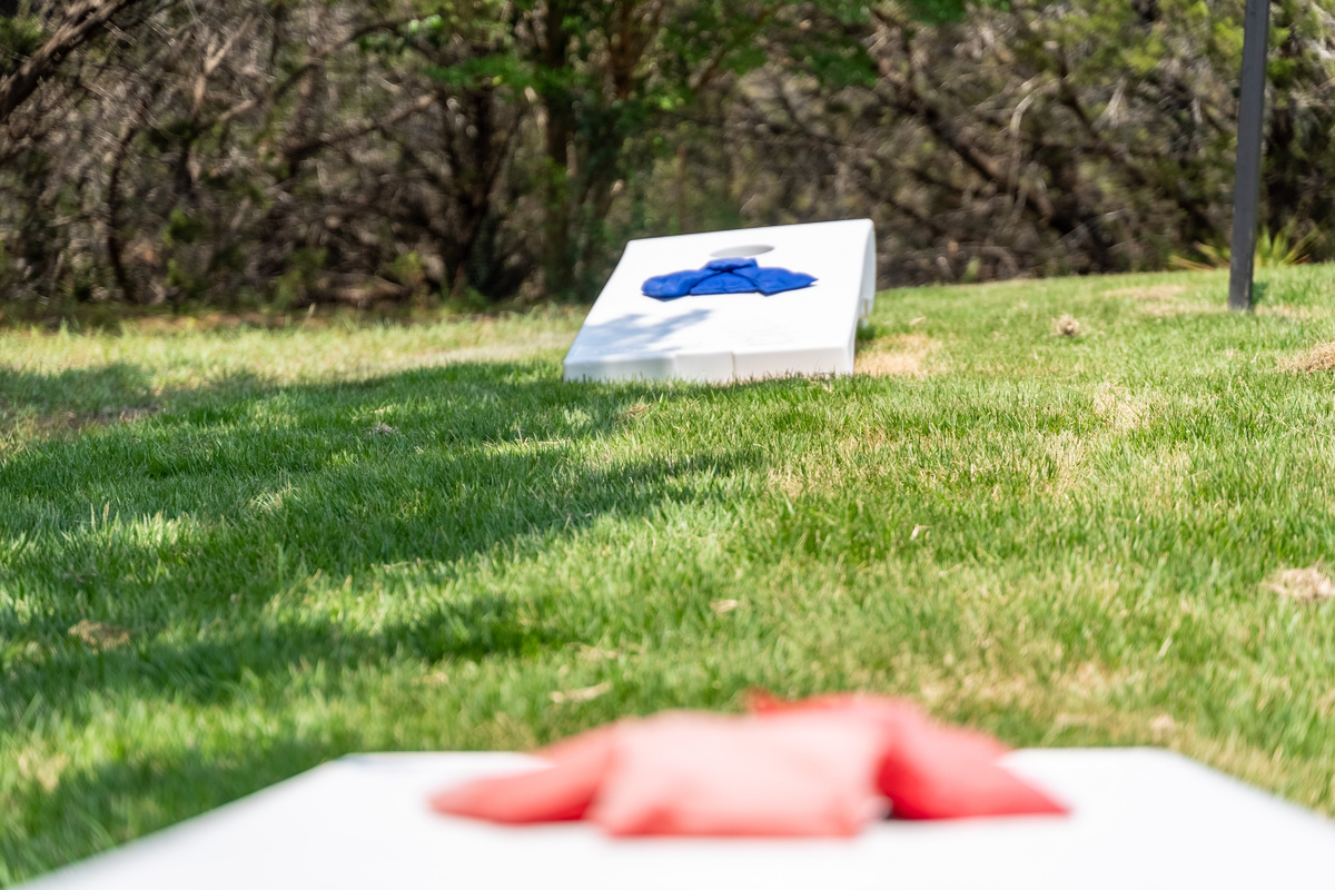 Grab a bean bag — outdoor cornhole is always on at this Austin retreat.