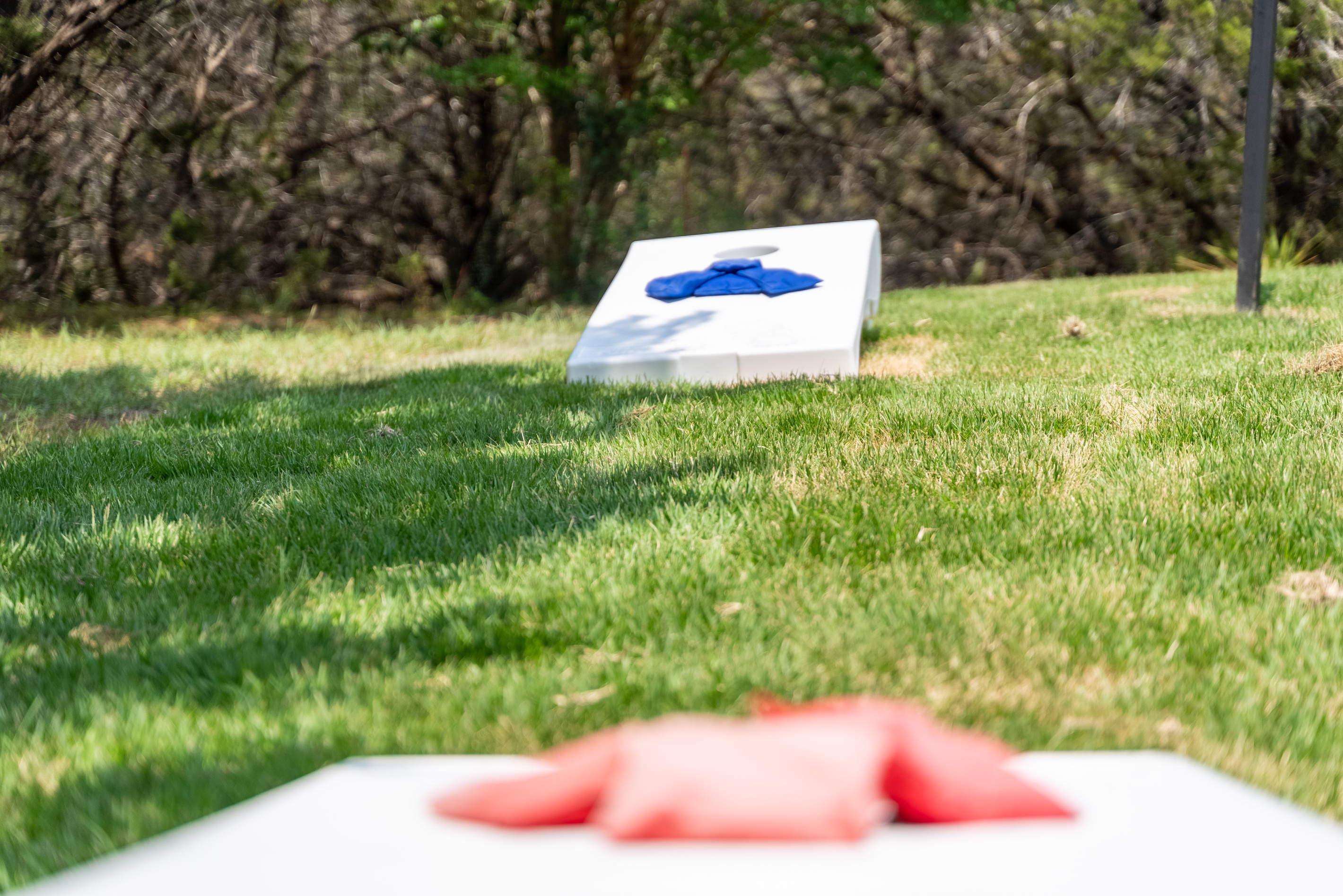 Grab a bean bag — outdoor cornhole is always on at this Austin retreat.