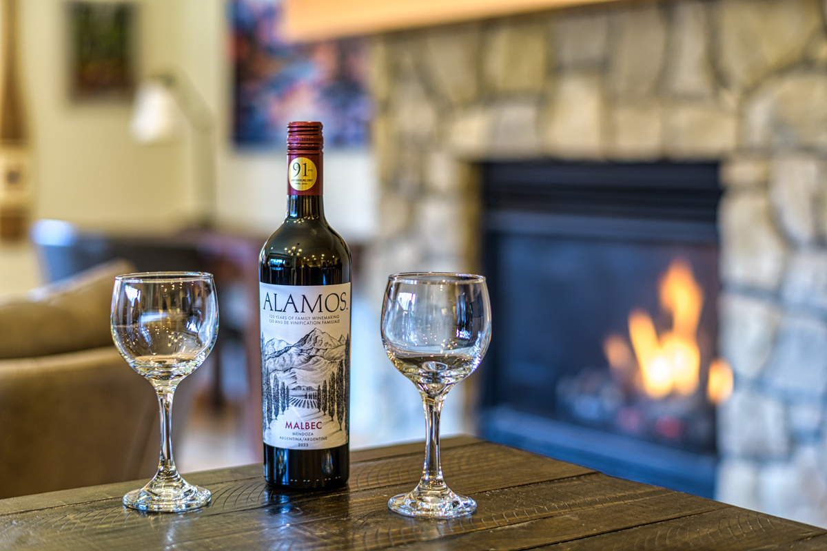 Curl up and enjoy a glass by the fireplace!