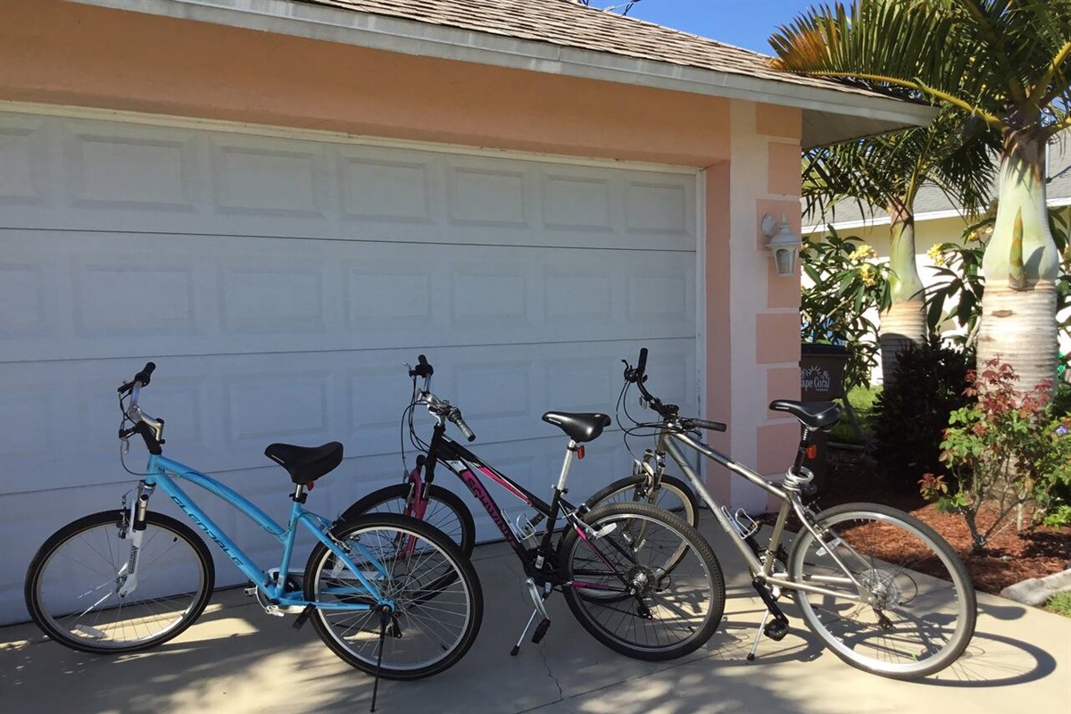 Bicycles  for your use, to enjoy the southwest Cape Coral neighborhood. 