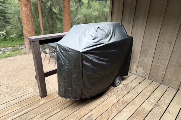 A gas grill is available for easy cookouts and relaxed meals at the cabin.