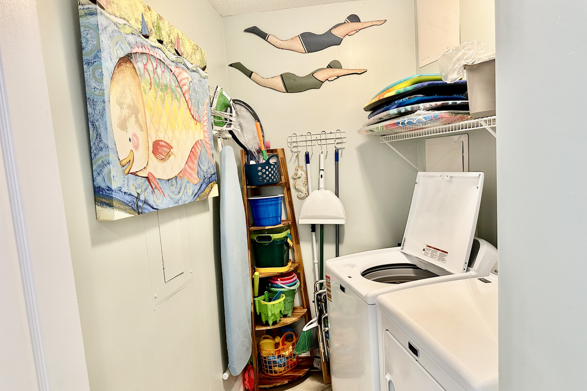 A full sized washer and dryer is a MUST for any family beach trip!
