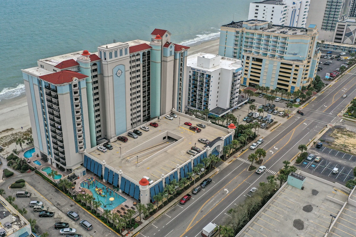 aerial view of Compass Cove Hotel