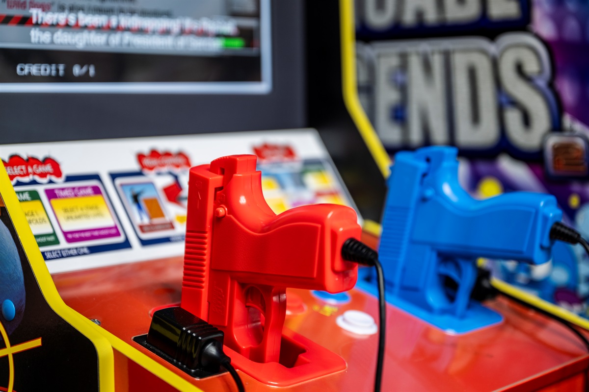 Thrilling Time Crisis arcade game. 1 of 3 arcade system