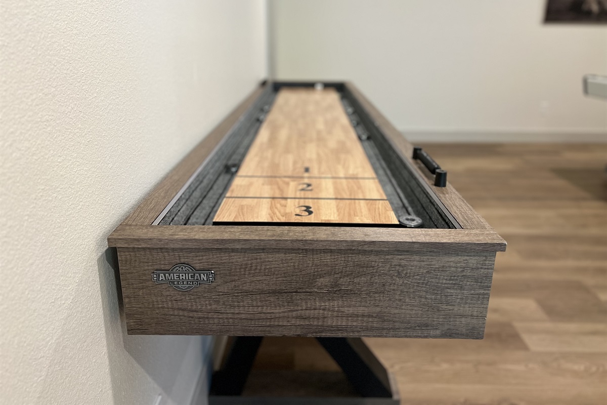 Shuffleboard table location in your private game room!