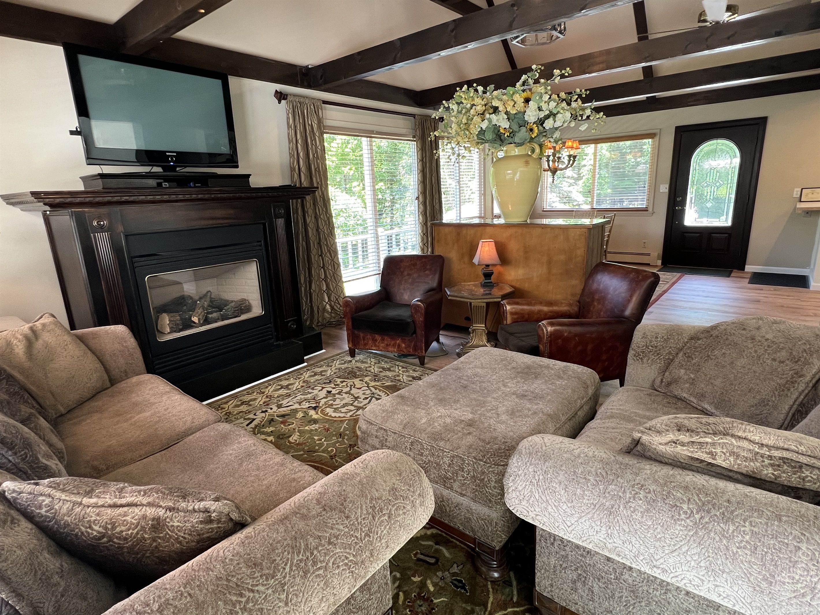 Living area with large comfy furniture