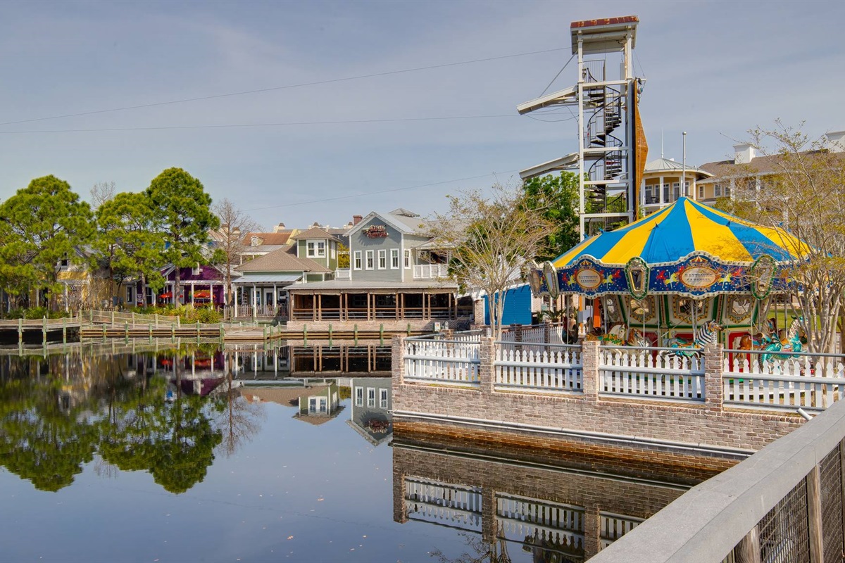 Relax and let go zipling over the water from one end of The Village to the other!