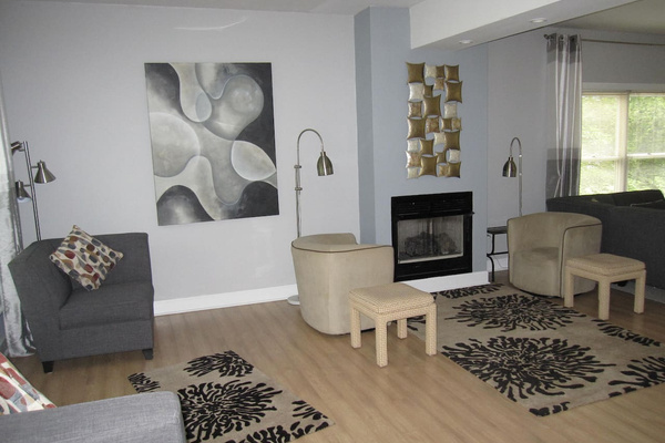 As you look left when you come in the front door. the living room extends the full length of the house.