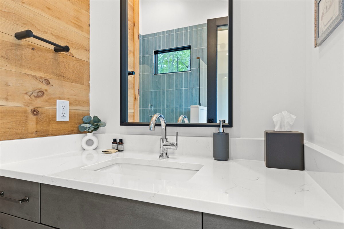 This vanity is thoughtfully designed with clean lines and modern finishes.