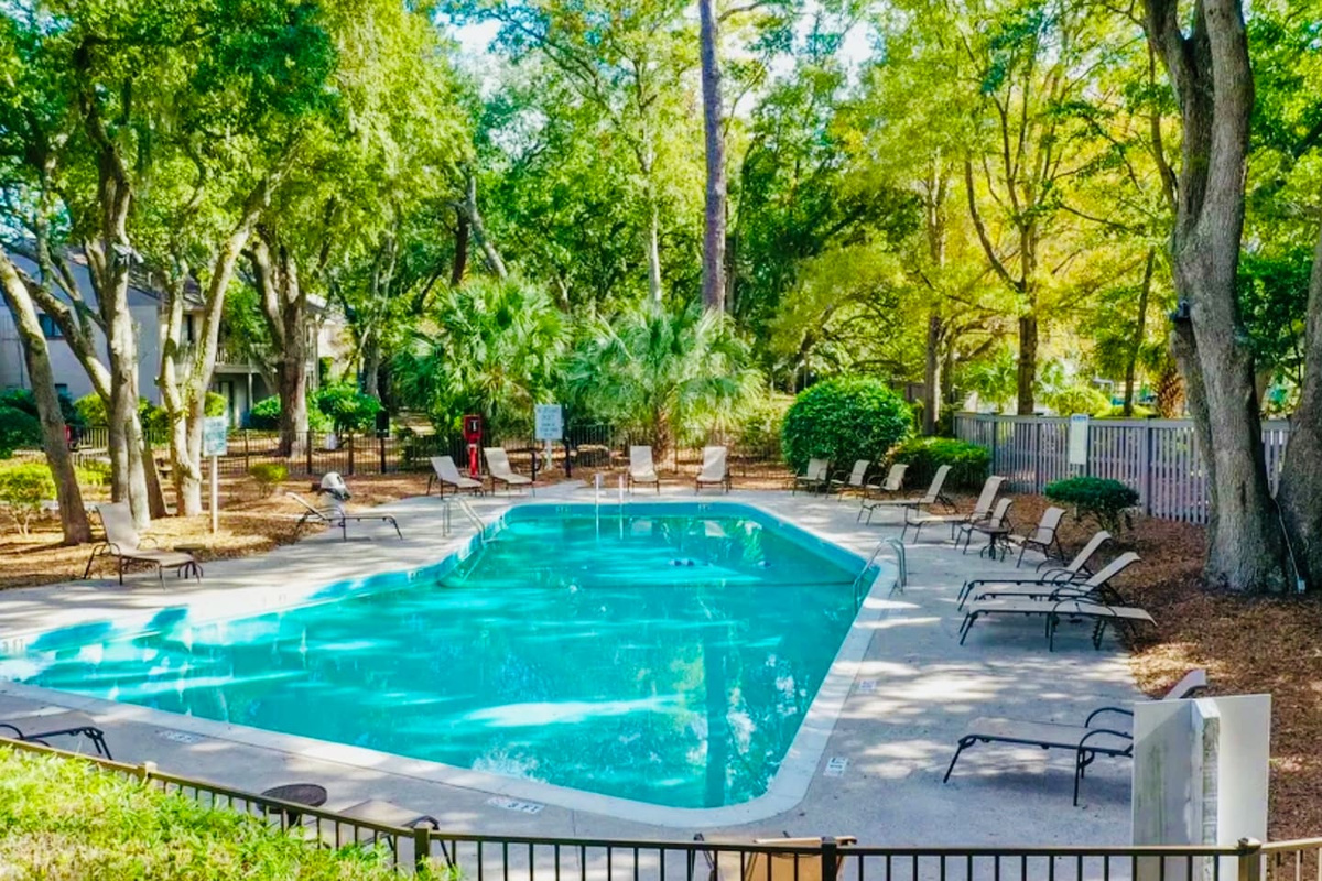 Community pool among the trees