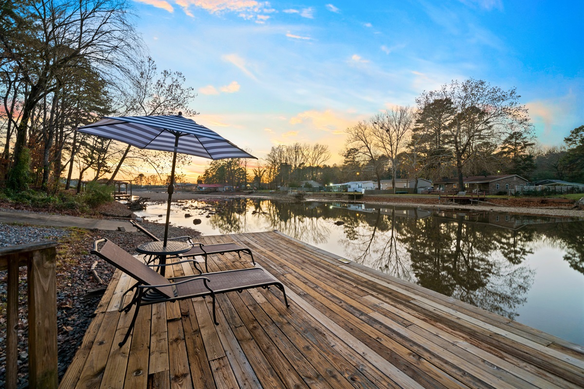 This private dock invites morning coffee, afternoon fishing, or simply sitting quietly while the lake rolls gently beneath you.
