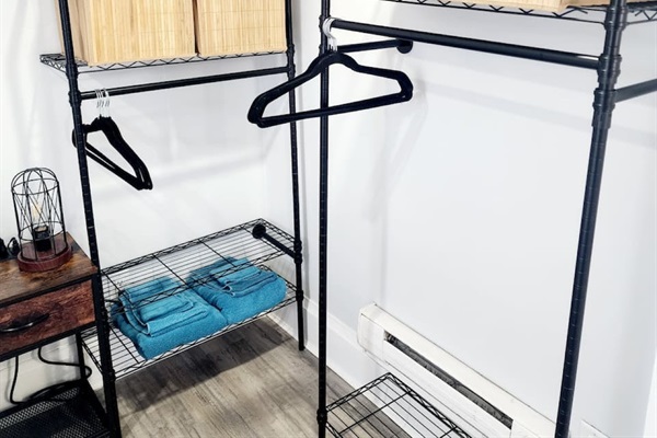 Open closet and towels