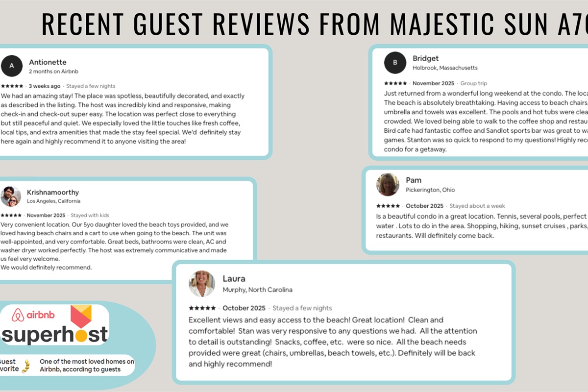 Recent reviews from happy guests show that you are in good hands!
