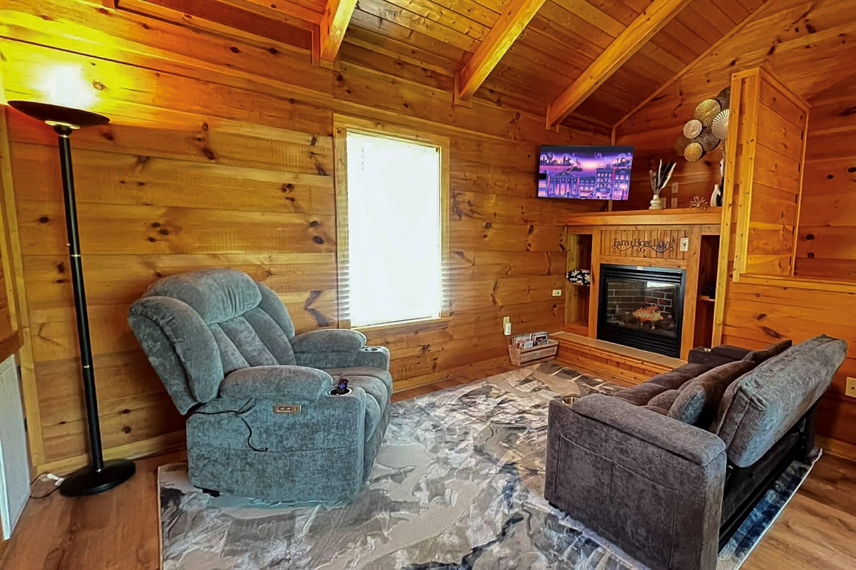 Cozy living room with gas fireplace 
