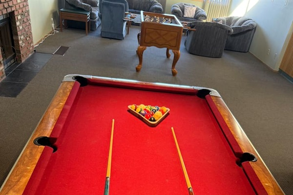 Billiards anyone? The pool table is located in the shared clubhouse.