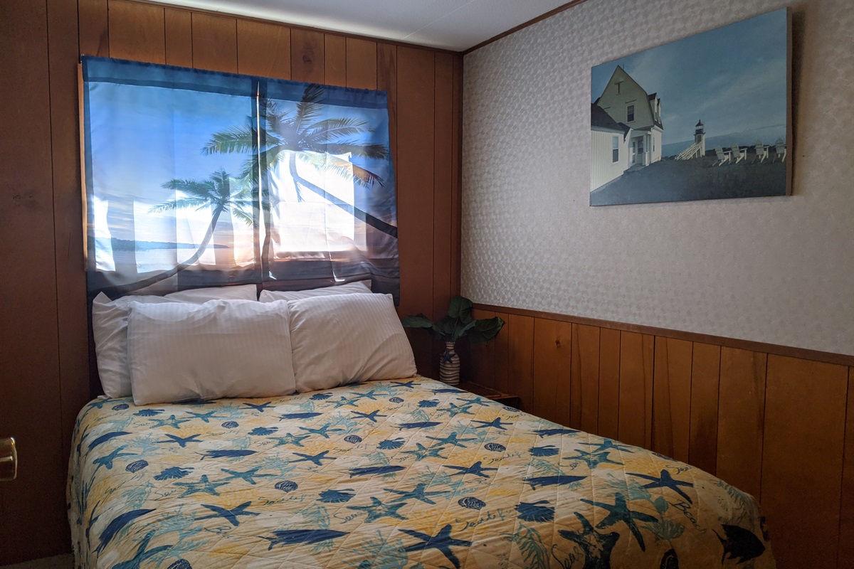 double bed in tiny room