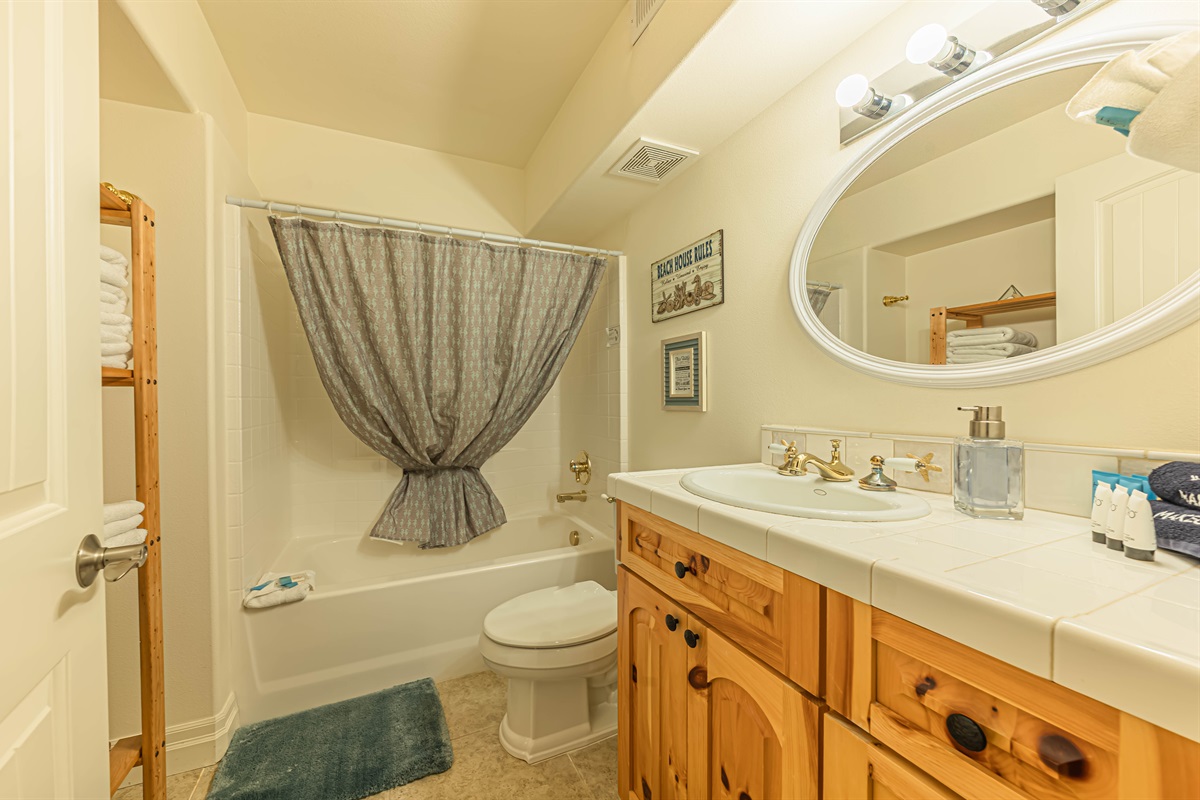 Full bathroom in basement.