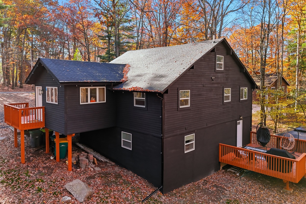 From the rear - showing the large chalet and yard