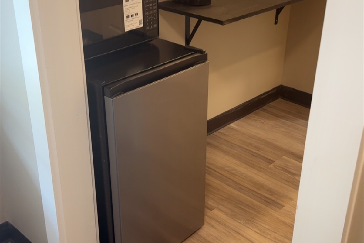 Fridge, Microwave, and Coffee Maker