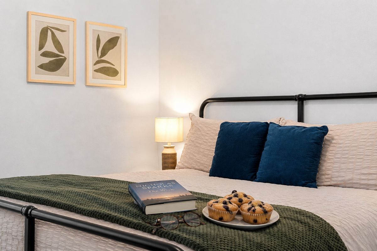 Get cozy for the night and enjoy your favorite food and snack in your King Ensuite