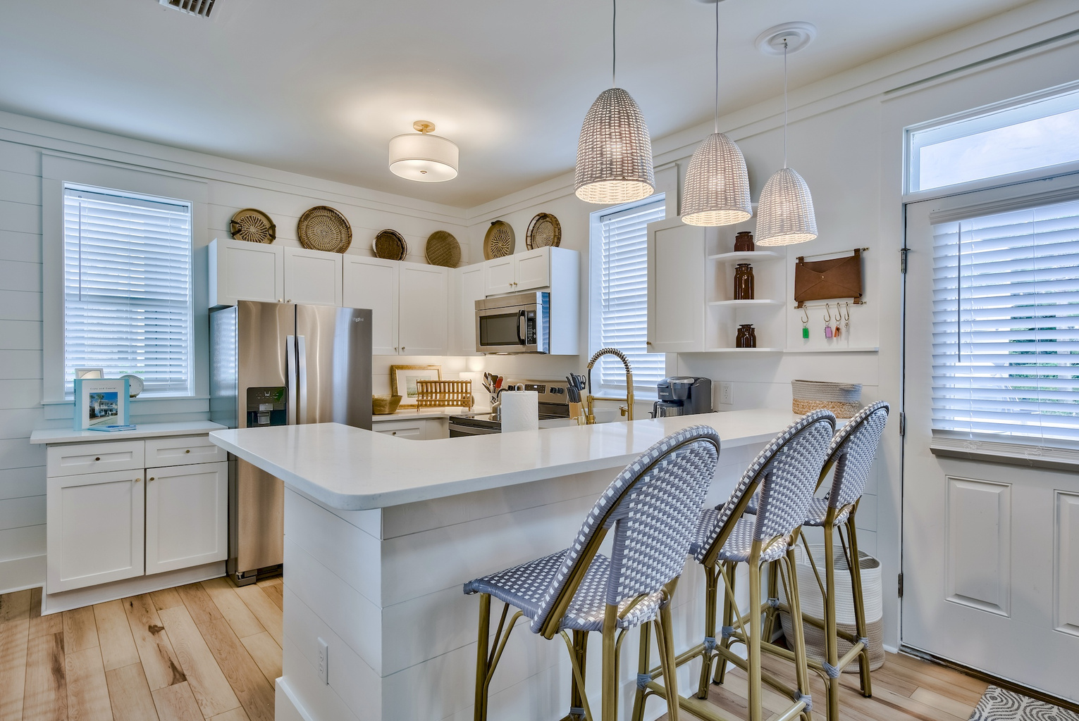 Kitchen island with three stools
