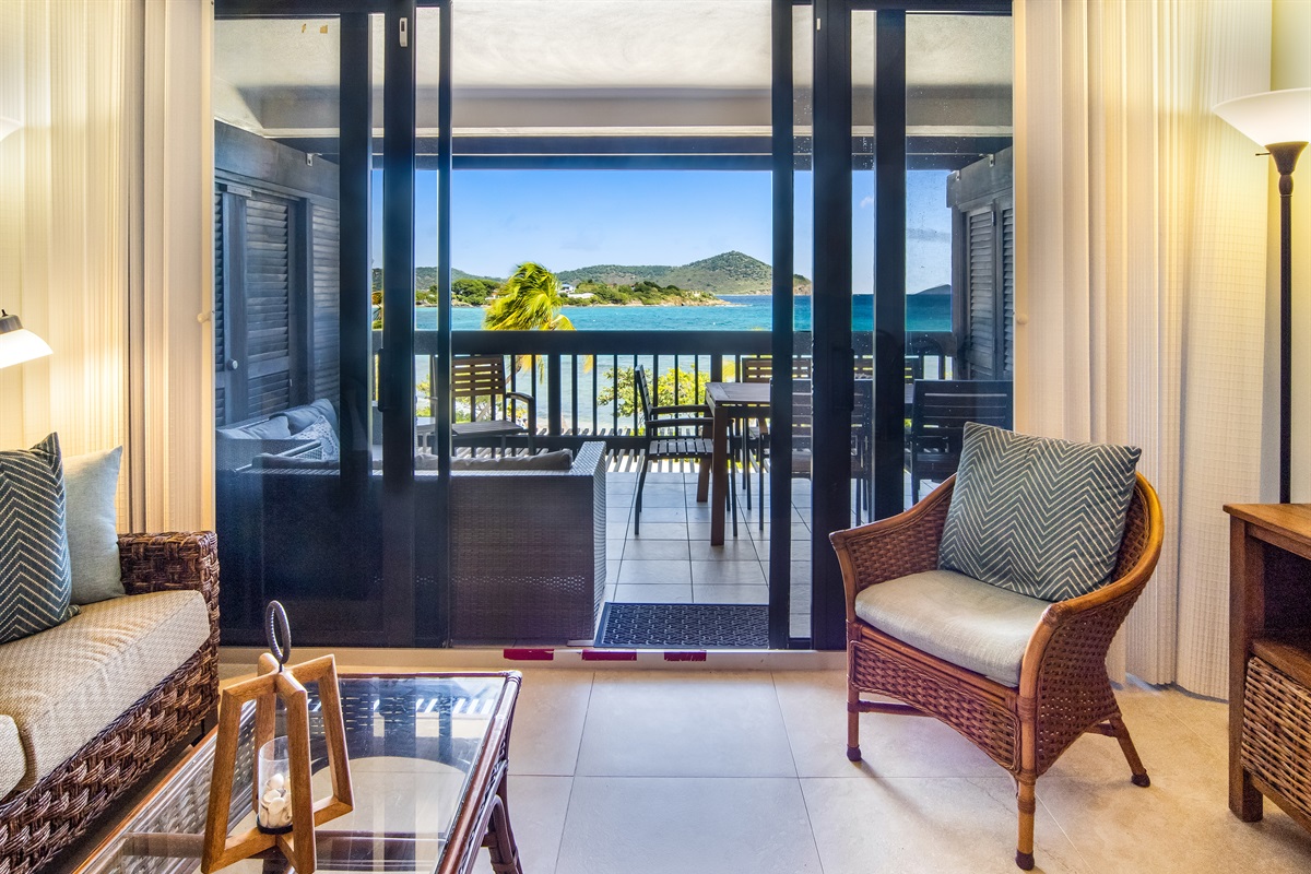 Open-concept living space with direct access to your private balcony and stunning ocean views.