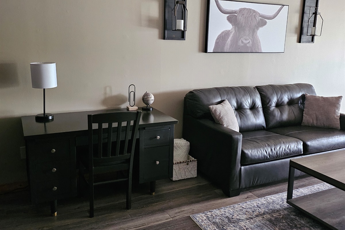 Desk for working in living room