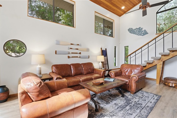 Leather couch and chairs