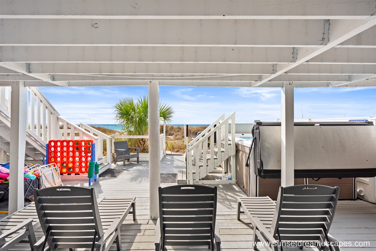 Outdoor living at its finest with the best sandy views. Smell the salty air and listen to the gulls as you enjoy your favorite book or the company of your traveling companions.