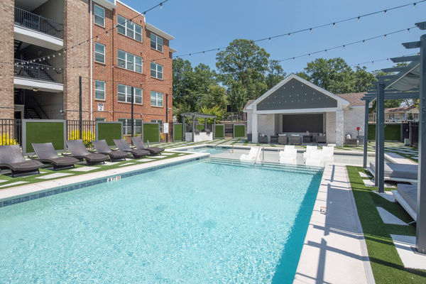 Complex pool with cabanas